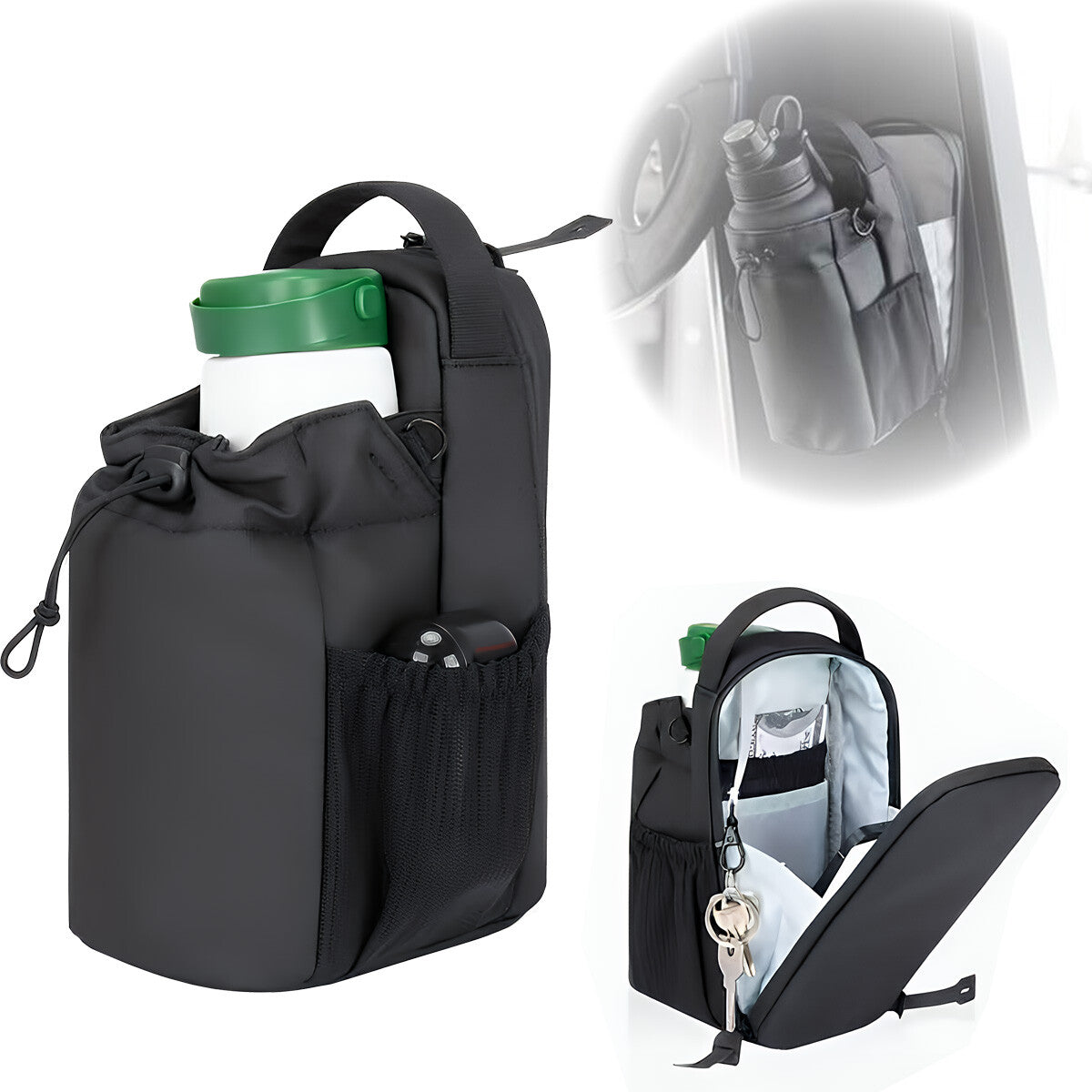 Magnetic Water Bottle Sling Bag Adjustable Crossbody Sports Bag Gym Bottle Bag