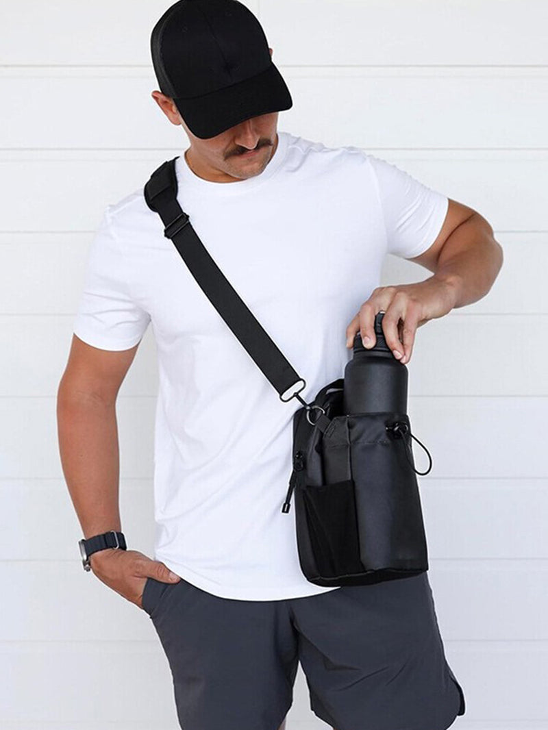 Magnetic Water Bottle Sling Bag Adjustable Crossbody Sports Bag Gym Bottle Bag