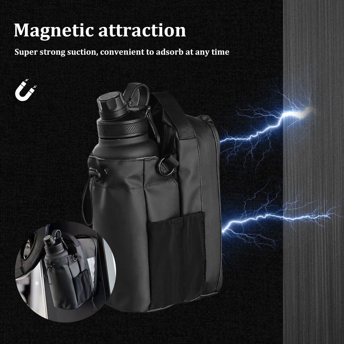 Magnetic Water Bottle Sling Bag Adjustable Crossbody Sports Bag Gym Bottle Bag