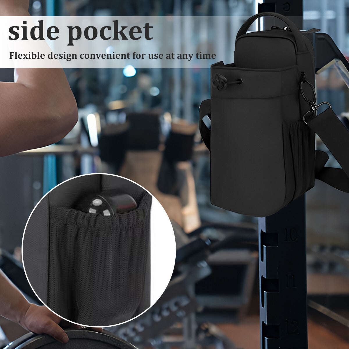 Magnetic Water Bottle Sling Bag Adjustable Crossbody Sports Bag Gym Bottle Bag