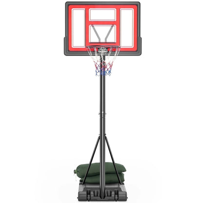 44" Portable Basketball Hoop 6 Ft. 7 In. to 10 Ft. Basketball Goal Height Adjustable with Wheels, Extra 2 Sandbags for Family Adult Indoor Outdoor Play