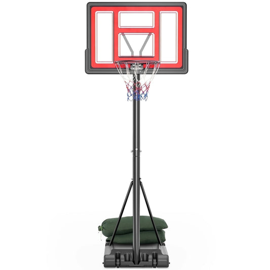 44" Portable Basketball Hoop 6 Ft. 7 In. to 10 Ft. Basketball Goal Height Adjustable with Wheels, Extra 2 Sandbags for Family Adult Indoor Outdoor Play